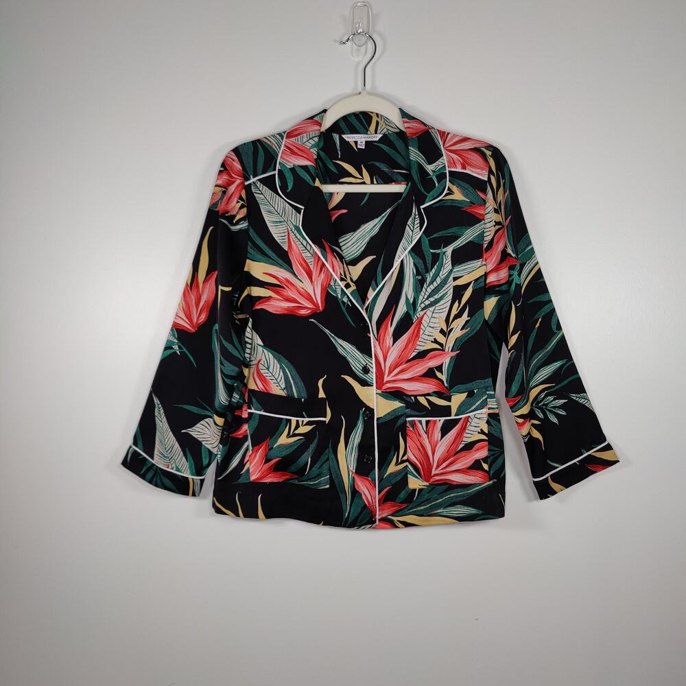Rebecca Minkoff Tropical Floral Pajama Style Blouse M Resort Chic